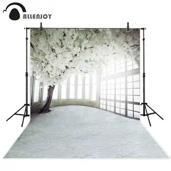 Allenjoy fotografija ozadje Pomladni poroka beli cvet, drevo okno v ozadju foto studio photophone photocall ustrelil prop