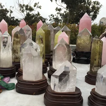 Naravni jasno rose citrine quartz Crystal gemstone palico točk stolp reiki zdravljenje čakre urad za dekoracijo &zbirka