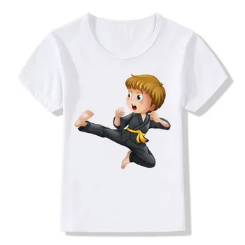 Nova Risanka Taekwondo Tiskanja Otroci Tshirt Dekleta Poletje Vrhovi otroci, oblačila Za 1-11Y t shirt za dekleta fantje KT-1973