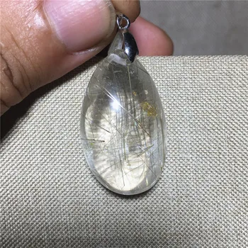 (34 mm*20 mm)Naravne Zlato Rutilated Quartz Crystal Obesek