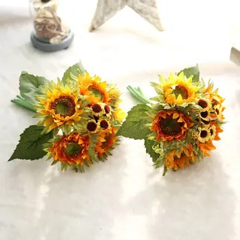 Zunanje trgovine odličen izdelek, 1 šopek umetnih cvet ponaredek sončnično svile pravi dotik daisy cvet stranka, poročno cvetje mizo
