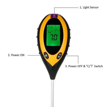 4 1 Ph Meter Tester PH Merilnik Vlage Temperature sončne Svetlobe Merjenje, Analize Alkalno sredstvo za uravnavanje Kislosti