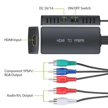 5RCA RGB Komponentni Video YPbPr +R/L Audio Adapter Pretvornik Za PS3 360 HDTV Monitor Projektor HDMI je združljiv