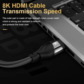 8K HDMI Kabel s Pletenimi Kabel 2.1 HDMI Ultra High Speed HD 48Gbps Kabel 8K@60Hz 4K@120Hz za Samsung QLED TV Roku Netflix PS4