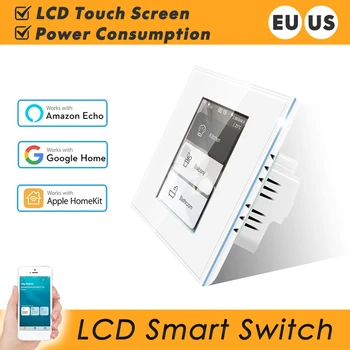 200W 4 V 1 Smart Stenska Stikala za Luč Wifi LCD, Poraba Energije, Dom, Delo Z Apple Homekit Alexa Google Obveščevalni Sistem
