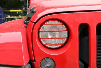 Smerniki Kritje Stražar Dekoracijo Trim Vodja Svetlobe Žarnice, Prevleke za Jeep Wrangler JK 2007-2017 Železo Rdeča Chrome Avto Dodatki