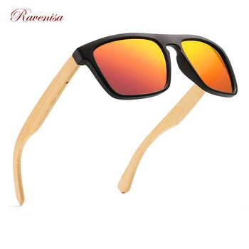Ravenisa Naravnega Bambusa sončna Očala za Moške Les, sončna Očala Polarizirana sončna Očala Pravokotnik Leče Vožnje UV400
