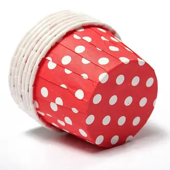 100X Papir Cupcake Linijskih Muffin Sladkarije Matica Prigrizek Greaseproof Sladica Peko Skodelice Color: Red Dot: 3.8 cm*3cm*5 cm