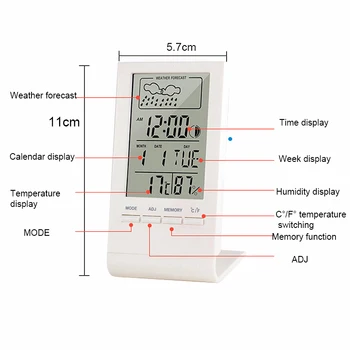 Termometer, Higrometer Profil Kazalnika Zaprtih Prostorih/Na Prostem Vremenske Postaje Avtomatske Elektronske Temperatura Vlažnost Monitor Ure