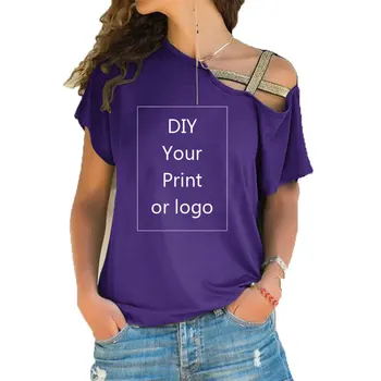 Meri print Majica s kratkimi rokavi za ženske DIY tvoje kot fotografijo ali Logotip Vrhu T-Shirt Femme nezakonitih Skew Križ povoj velikosti s-5XL