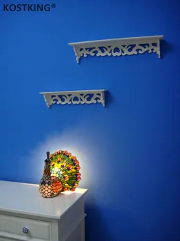 Tiffany namizne Svetilke LED Pav Vitraž spalnica postelji svetilko Odtenek Namizne Svetilke Umetnosti Doma deco mariage luminaria Svetlobe