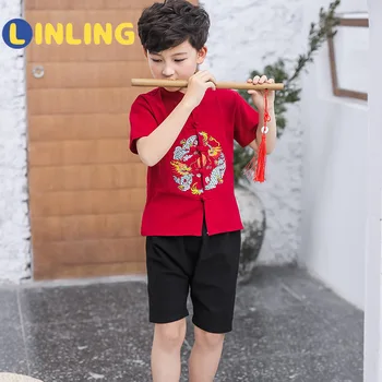 LINLING Nova otroška Oblačila Han Kitajskih Otrok Kratka sleeved Jopico P717
