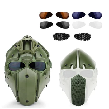 Nove Taktične Poln Obraz Airsoft Paintball Maska Čelada s 4 Leče Vojaške Vojske Nastavljiv Zaščitni CS Igro Čelada Maska