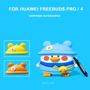 3D Slušalke Primeru Za Huawei Freebuds Pro 4 Primeru Silikonski Srčkan Dinozaver Raca, Mačka, Pes, Risanka Slušalke/Earpods Freebuds pro Pokrov