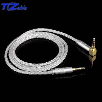 3,5 mm Avdio Kabel Hi-fi Slušalke, Eno Crystal pobakrena Srebrne Žice Stereo Jack za 90 Stopinj Adapter, Slušalke Kabel DIY