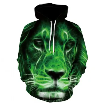 Moške nove živali-print hoodie 3d lev glavo hoodie jeseni, 2020 blagovne znamke hoodie moda trenirko ulica plašč