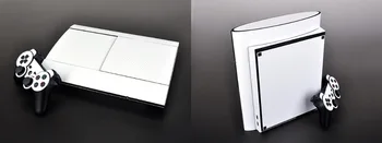 Belih Ogljikovih Vlaken Vinil Kože Nalepke Zaščita za Sony PS3 Super Slim 4000 in 2 krmilnik kože Nalepke