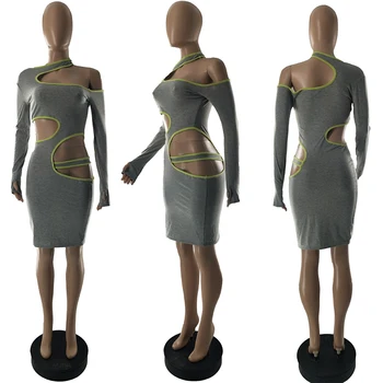 Seksi Votlih Iz Mini Obleka Ženske Dolg Rokav Jeseni Elegantno Povoj Bodycon Obleko Klub Nosijo Kratke Stranka Obleke za Ženske do leta 2020