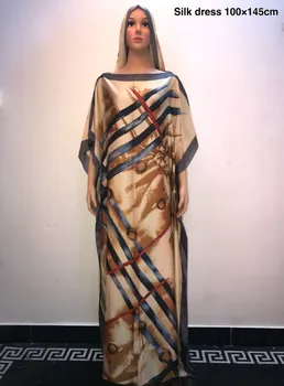 Dolžina :145 cm ,širina 100 cm neverjetno tiskane svile Poletje ženske obleke 2019 priljubljen slog Turčija svile ženske dolga obleka