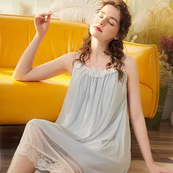 Roseheart Ženske Modni Roza Modra Seksi Sleepwear Nightdress Homewear Čipke Lok More Luksuzni Nightgown Ženski