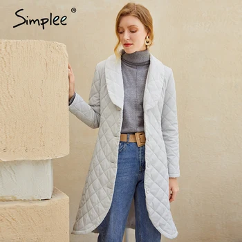Simplee Elegantna vzorec pas ženske zimski plašč Proti-vrat asimetrične dolgo bombaž topel plašč ženski Fahison oblazinjeni jakno plašč 2020