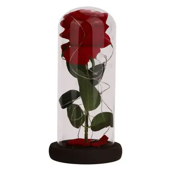 Lepota in Zver Vrtnico Rdečo Vrtnico v Stekleno Kupolo Led Rose Cvet Za materinski Dan, valentinovo Darilo Poročne Dekoracije